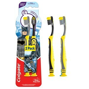 Escova De Dente Infantil Colgate Smiles Batman & Mulher Maravilha  Extra Suave +6 Anos - 2 Unidades