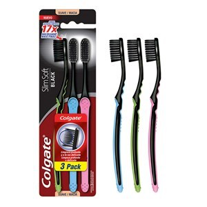 Escova Dental Colgate Slim Soft Black 3 Unidades