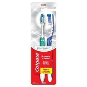 Escova De Dente Colgate Whitening Macia - 2 Unidades