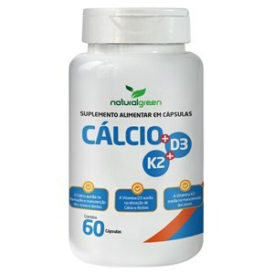 Cálcio 400mg + Vitamina D3 15mcg + Vitamina K2 120mcg Naturalgreen 60 Cápsulas