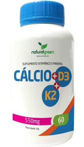 Cálcio 400Mg + Vitamina D3 5Mcg + Vitamina K2 65Mcg Naturalgreen 60 Cápsulas