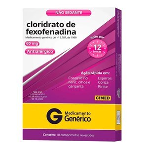 Fexofenadina 60Mg 10 Comprimidos - Cimed - Genérico