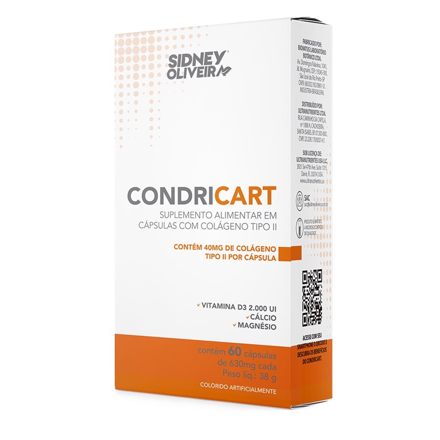 COLÁGENO TIPO II - CONDRICART 60 CÁPSULAS SIDNEY OLIVEIRA