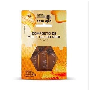 Mel + Geleia Real 10 Sachês Casa Apia 40G Sidney Oliveira 