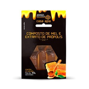Mel + Extrato De  Própolis 10 Sachês Casa Apia 40G Sidney Oliveira