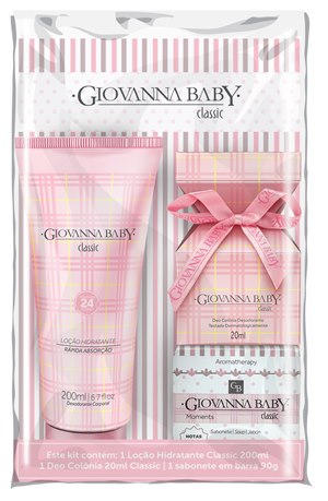 Giovanna Baby Kit Classic Deo Colônia 20Ml + Loção Hidratante Corporal 200 Ml+Sabonete Em Barra 90G 