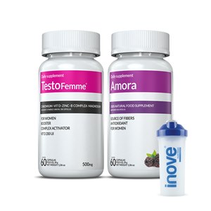 Combo Inove Nutrition Testofemme+ Amora + Brinde Coqueteleira