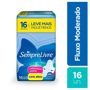 Absorvente Sempre Livre Conforto Diurno Cobertura Suave Com Abas - 16 Unidades