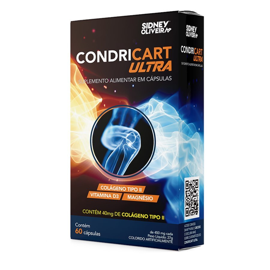 COLÁGENO TIPO II + VITAMINA D3 + MAGNÉSIO CONDRICART ULTRA 60 CÁPSULAS SIDNEY OLIVEIRA
