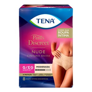 Calcinha Descartável Tena Pants Discreet Nude G/Eg 8 Unidades