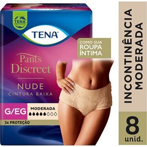 CALCINHA DESCARTÁVEL TENA PANTS DISCREET NUDE G/EG 8 UNIDADES