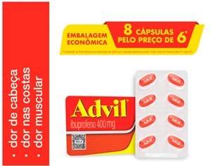 Ibuprofeno Advil 400Mg Cartela 8 Cápsulas