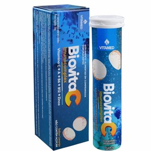 Vitamina C + A  + B6 + B12 + Zinco - Biovita C 1G Imunocomplex Sem Açúcar 16 Comprimidos Efervescentes