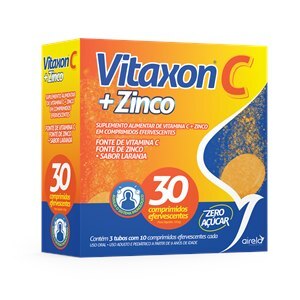 VITAMINA C + ZINCO - VITAXON C + ZINCO 1G 30 COMPRIMIDOS EFERVESCENTES - SEM AÇÚCAR