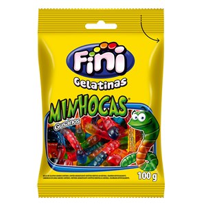 Bala De Gelatina Fini Minhocas Brilho 100G