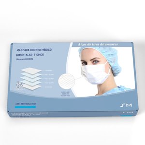 Máscara Odonto Médico Hospitalar Descartável Branca Com Alça De Amarrar  20 Unidades - Sul Minas