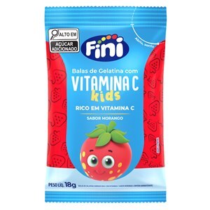 Bala De Gelatina Fini Vitamina C - Kids Morango 18G