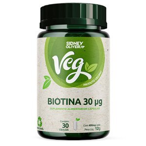 Biotina 30 Mcg  Vegan   30 Cápsulas Sidney Oliveira 