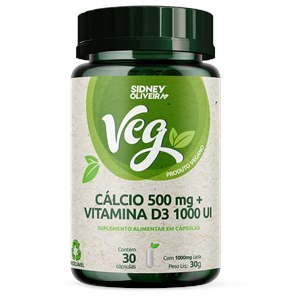 Cálcio 500Mg + Vitamina D3 1000 Ui  Vegan 30 Cápsulas Sidney Oliveira 