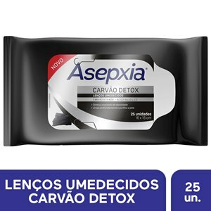 Lenço Umedecido Asepxia Carvão Detox 25 Unidades