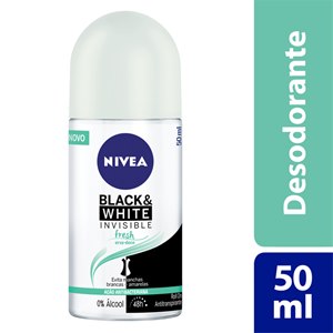Desodorante Roll On Nivea Feminino Invisible Black And White Fresh 50Ml