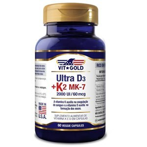Vitamina Ultra D3 2000ui + K2 Mk-7 60mcg Vitgold 60 Cápsulas 