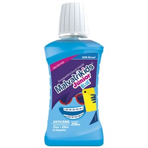 Enxaguante Antisséptico Bucal Malvatrikids Júnior Blue Zero Álcool Com 250Ml