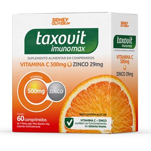 Vitamina C 500Mg + Zinco 29Mg - Taxovit Imuno Max  Sidney Oliveira  60 Comprimidos 