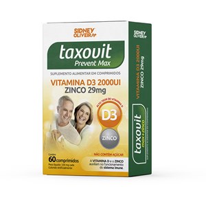 Vitamina D3 2000Ui + Zinco 29Mg - Taxovit Prevent Max Sidney Oliveira  60 Comprimidos 
