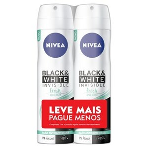 Desodorante Aerosol Nivea Feminino Invisible Black And White Fresh 150Ml Leve Mais E Pague Menos