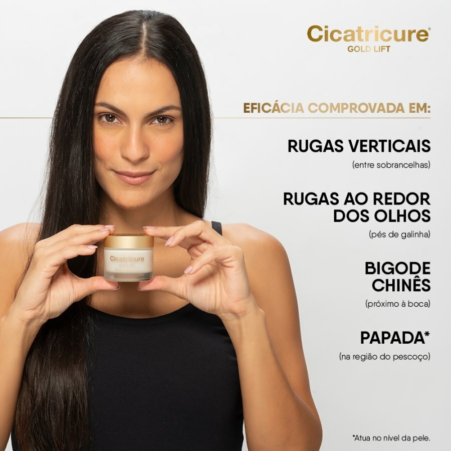 CICATRICURE CREME GOLD LIFT DIURNO FPS 30 REDUZ RUGAS CÁLCIO SILÍCIO  PEPTÍDEOS E OURO 50G - Ultrafarma