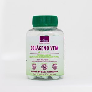 Colágeno Hidrolisado Maça Verde 1G Vitalab 60 Balas Mastigáveis