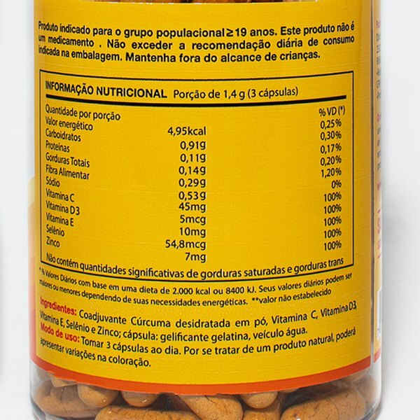 CÚRCUMA + C, D, E, ZINCO E SELÊNIO FITOBRASIL 120 CÁPSULAS