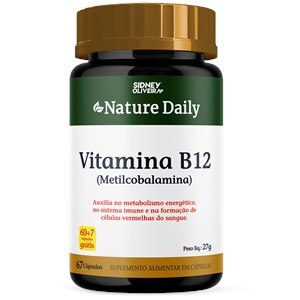 VITAMINA B12 METILCOBALAMINA NATURE DAILY 60 CÁPSULAS + 7 GRÁTIS SIDNEY OLIVEIRA 