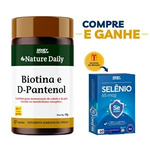 Biotina + D-Pantenol  Nature Daily 60 Cápsulas + 7 Grátis Sidney Oliveira