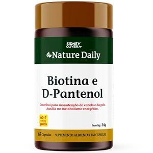 Biotina + D-PANTENOL  Nature Daily 60 Cápsulas + 7 Grátis Sidney Oliveira