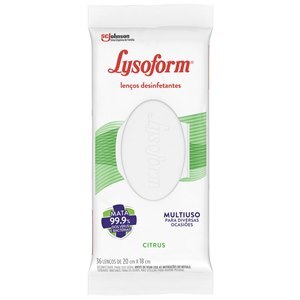 LENÇO UMEDECIDO DESINFETANTE LYSOFORM CITRUS 36 UNIDADES