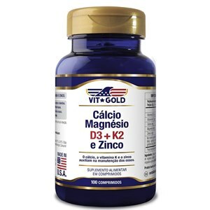 Cálcio + Magnésio + Zinco +d3 E K2 Vitgold 100 Comprimidos