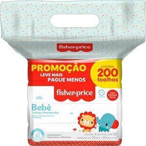 PACK TOALHAS UMEDECIDAS FISHER PRICE COM PERFUME 200UN