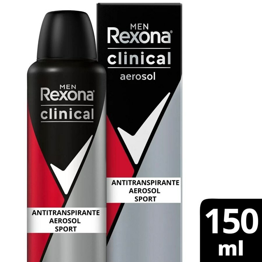 Desodorante Rexona Clinical aerosol masculino 91g-150ml clean 96 horas  proteção antitranspirante azul