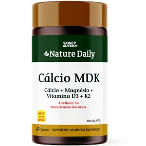 Cálcio + Magnésio + Vitamina D3 + Vitamina K2 - Cálcio Mdk Nature Daily 60 Cápsulas + 7 Grátis Sidney Oliveira
