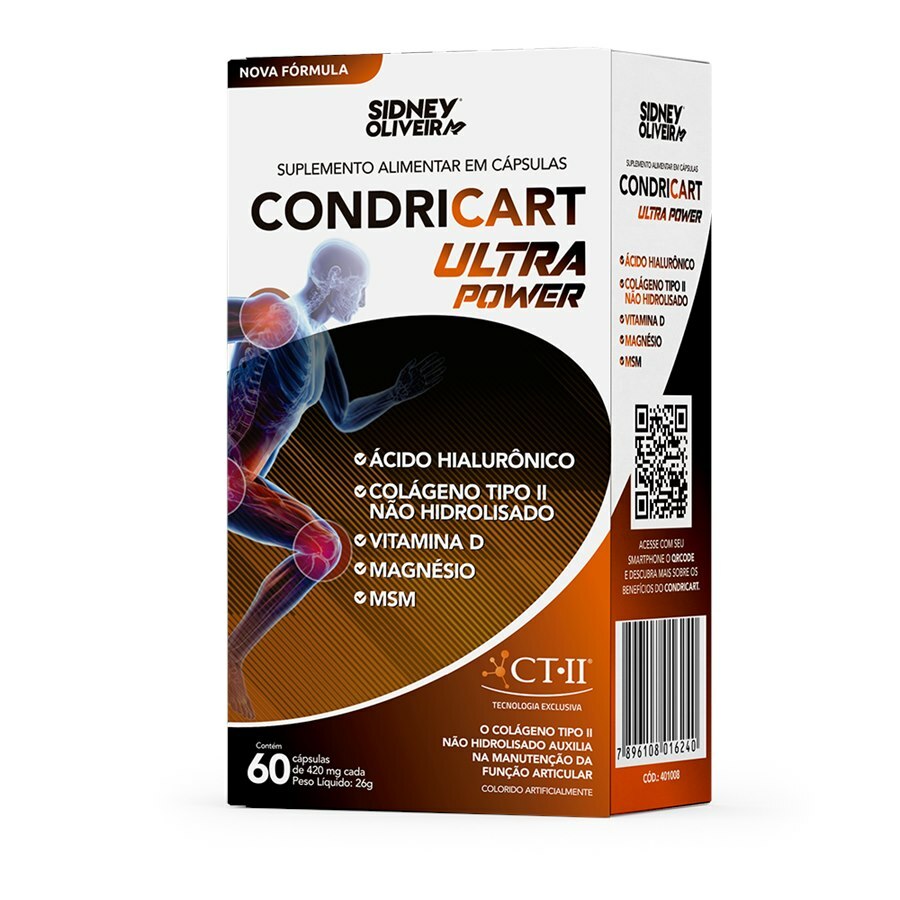 CONDRICART ULTRA POWER COLÁGENO TIPO II + VITAMINA D3 + MAGNÉSIO + ÁCIDO  HIALURÔNICO + MSM 60 CÁPSULAS SIDNEY OLIVEIRA - Ultrafarma