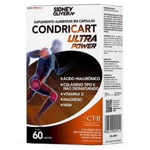 Colágeno Tipo Il + Vitamina D3 + Magnésio + Ácido Hialurônico + Msm Condricart Ultra Power 60 Cápsulas Sidney Oliveira