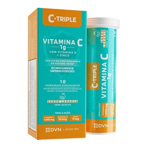 Vitamina C 1G + Vitamina D 400Ui + Zinco 10Mg -  C-Triple 10 Comprimidos Efervescentes