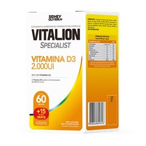 Vitalion d 2.000ui 60 cápsulas + 15 Grátis Sidney Oliveira