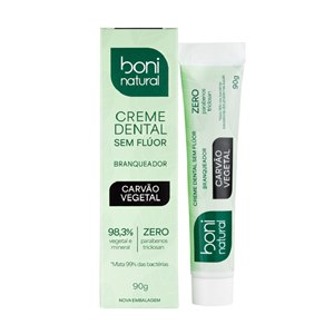Creme Dental Branqueador Boni Natural Menta E Carvão Vegetal 90G