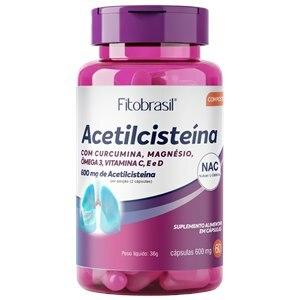 Acetilcisteína 600Mg + Curcumina + Magnésio + Ômega 3 + Vitamina C,E,D Fitobrasil 60 Cápsulas