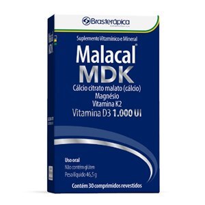 CÁLCIO CITRATO MALATO + MAGNÉSIO + VITAMINA K2 + D3 - MALACAL MDK 30 COMPRIMIDOS