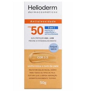 Protetor Solar Facial Helioderm Antioleosidade Fps 50 Cor 3.5 50G