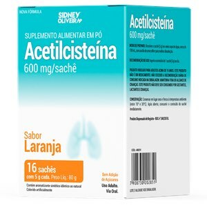 Acetilcisteína 600Mg 16 Sachês Sabor Laranja Sidney Oliveira